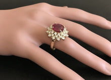 Load image into Gallery viewer, 8.40 Carats Impressive Red Ruby and Diamond 14K Yellow Gold Ring