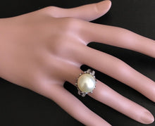 Load image into Gallery viewer, Splendid Natural South Sea Pearl and Diamond 14K Solid White Gold Ring