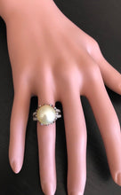 Load image into Gallery viewer, Splendid Natural South Sea Pearl and Diamond 14K Solid White Gold Ring