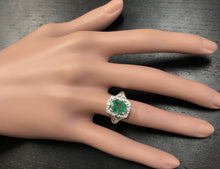 Load image into Gallery viewer, 1.70 Carats Natural Emerald and Diamond 14K Solid Yellow Gold Ring