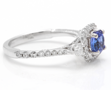 Load image into Gallery viewer, 1.60 Carats Natural Very Nice Looking Tanzanite and Diamond 14K Solid White Gold Ring