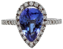 Load image into Gallery viewer, 3.10 Carats Natural Very Nice Looking Tanzanite and Diamond 14K Solid White Gold Ring