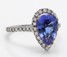Load image into Gallery viewer, 3.10 Carats Natural Very Nice Looking Tanzanite and Diamond 14K Solid White Gold Ring