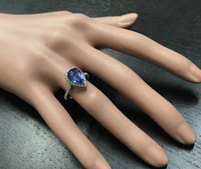 Load image into Gallery viewer, 3.10 Carats Natural Very Nice Looking Tanzanite and Diamond 14K Solid White Gold Ring