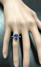 Load image into Gallery viewer, 3.10 Carats Natural Very Nice Looking Tanzanite and Diamond 14K Solid White Gold Ring