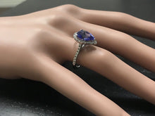 Load image into Gallery viewer, 3.10 Carats Natural Very Nice Looking Tanzanite and Diamond 14K Solid White Gold Ring