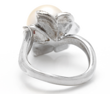 Load image into Gallery viewer, Splendid Natural South Sea Pearl and Diamond 14K Solid White Gold Ring