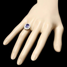 Load image into Gallery viewer, 3.35 Carats Natural Tanzanite and Diamond 14k Solid White Gold Ring
