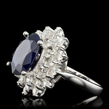 Load image into Gallery viewer, 9.30 Carats Natural Sapphire and Diamond 14k Solid White Gold Ring