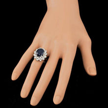 Load image into Gallery viewer, 9.30 Carats Natural Sapphire and Diamond 14k Solid White Gold Ring