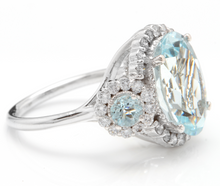 Load image into Gallery viewer, 7.80 Carats Exquisite Natural Aquamarine and Diamond 14K Solid White Gold Ring