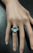 Load image into Gallery viewer, 7.80 Carats Exquisite Natural Aquamarine and Diamond 14K Solid White Gold Ring