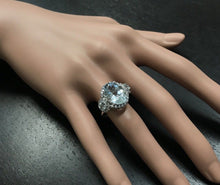 Load image into Gallery viewer, 7.80 Carats Exquisite Natural Aquamarine and Diamond 14K Solid White Gold Ring
