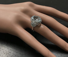 Load image into Gallery viewer, 7.80 Carats Exquisite Natural Aquamarine and Diamond 14K Solid White Gold Ring