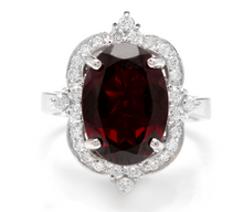 Load image into Gallery viewer, 7.55 Carats Impressive Natural Red Garnet and Natural Diamond 14K White Gold Ring