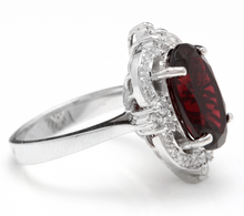 Load image into Gallery viewer, 7.55 Carats Impressive Natural Red Garnet and Natural Diamond 14K White Gold Ring
