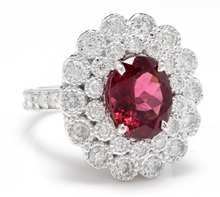 Load image into Gallery viewer, 4.25 Carats Natural Very Nice Looking Tourmaline and Diamond 14K Solid White Gold Ring