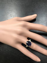 Load image into Gallery viewer, 5.75 Carats Exquisite Natural Blue Sapphire and Diamond 14K Solid Yellow Gold Ring
