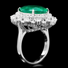 Load image into Gallery viewer, 9.10 Carats Natural Emerald and Diamond 14K Solid White Gold Ring
