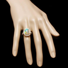 Load image into Gallery viewer, 6.05 Carats Natural Impressive Ethiopian Opal and Diamond 14K Solid Yellow Gold Ring