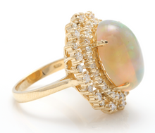 Load image into Gallery viewer, 8.50 Carats Natural Impressive Ethiopian Opal and Diamond 14K Solid Yellow Gold Ring