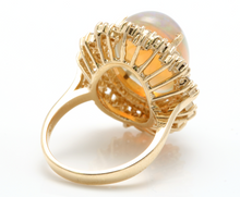 Load image into Gallery viewer, 8.50 Carats Natural Impressive Ethiopian Opal and Diamond 14K Solid Yellow Gold Ring