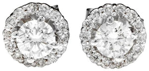 Exquisite .75 Carats Natural Diamond 14K Solid White Gold Stud Earrings