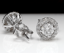 Load image into Gallery viewer, Exquisite .75 Carats Natural Diamond 14K Solid White Gold Stud Earrings