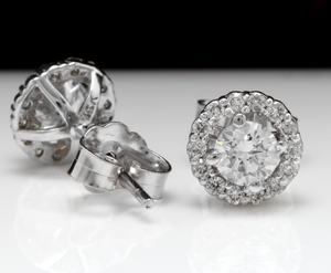Exquisite .75 Carats Natural Diamond 14K Solid White Gold Stud Earrings