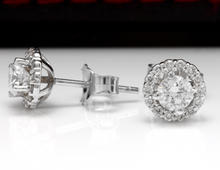 Load image into Gallery viewer, Exquisite .75 Carats Natural Diamond 14K Solid White Gold Stud Earrings