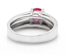 Load image into Gallery viewer, 1.60 Carats Impressive Red Ruby and Natural Diamond 14K White Gold Ring