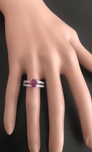 Load image into Gallery viewer, 1.60 Carats Impressive Red Ruby and Natural Diamond 14K White Gold Ring
