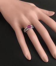 Load image into Gallery viewer, 1.60 Carats Impressive Red Ruby and Natural Diamond 14K White Gold Ring