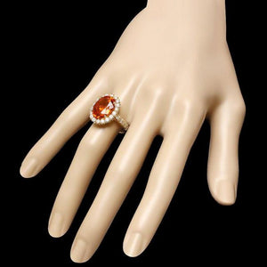 7.40 Carats Natural Citrine and Diamond 14k Solid Yellow Gold Ring