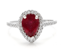 Load image into Gallery viewer, 1.80 Carats Impressive Red Ruby and Natural Diamond 14K White Gold Ring