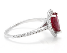 Load image into Gallery viewer, 1.80 Carats Impressive Red Ruby and Natural Diamond 14K White Gold Ring