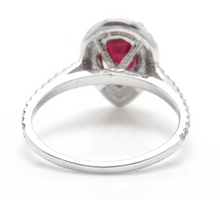 Load image into Gallery viewer, 1.80 Carats Impressive Red Ruby and Natural Diamond 14K White Gold Ring