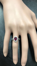 Load image into Gallery viewer, 1.80 Carats Impressive Red Ruby and Natural Diamond 14K White Gold Ring