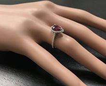Load image into Gallery viewer, 1.80 Carats Impressive Red Ruby and Natural Diamond 14K White Gold Ring