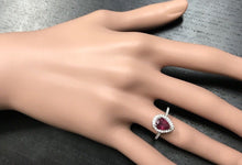 Load image into Gallery viewer, 1.80 Carats Impressive Red Ruby and Natural Diamond 14K White Gold Ring