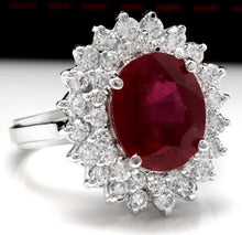Load image into Gallery viewer, 8.50 Carats Impressive Red Ruby and Natural Diamond 14K White Gold Ring