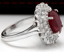 Load image into Gallery viewer, 8.50 Carats Impressive Red Ruby and Natural Diamond 14K White Gold Ring