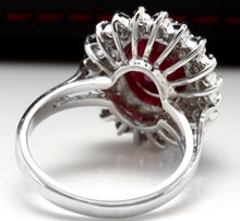 Load image into Gallery viewer, 8.50 Carats Impressive Red Ruby and Natural Diamond 14K White Gold Ring