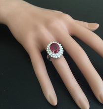 Load image into Gallery viewer, 8.50 Carats Impressive Red Ruby and Natural Diamond 14K White Gold Ring