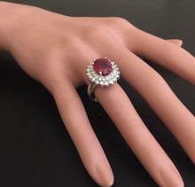 Load image into Gallery viewer, 8.50 Carats Impressive Red Ruby and Natural Diamond 14K White Gold Ring