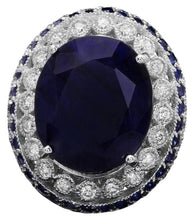 Load image into Gallery viewer, 19.80 Carats Natural Sapphire and Diamond 14k Solid White Gold Ring