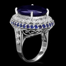Load image into Gallery viewer, 19.80 Carats Natural Sapphire and Diamond 14k Solid White Gold Ring
