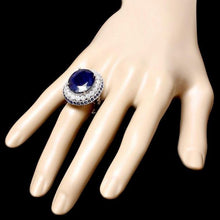 Load image into Gallery viewer, 19.80 Carats Natural Sapphire and Diamond 14k Solid White Gold Ring