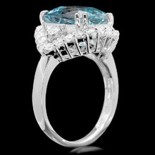 Load image into Gallery viewer, 5.90 Carats Natural Aquamarine and Diamond 14K Solid White Gold Ring