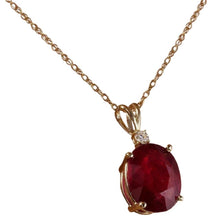 Load image into Gallery viewer, 6.70Ct Natural Red Ruby and Diamond 14K Solid Yellow Gold Necklace
